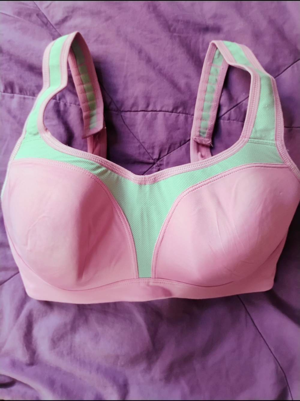 Wacoal Pink and Gray Support Sports Bra # 853209 Size 34DDD